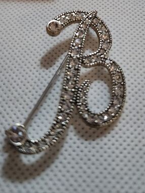 SilverTone Monogram Letter "B" Brooch